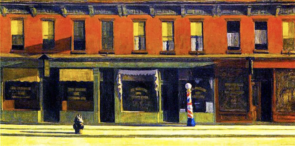 “Early Sunday Morning” de Edward Hopper : Chef-d’œuvre représentant une rue calme de New York.