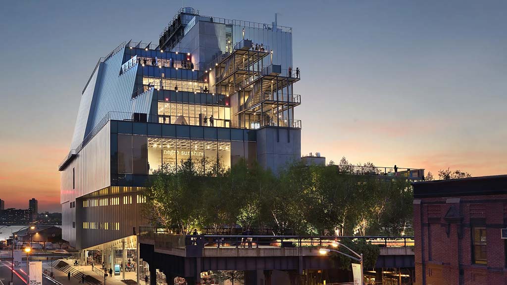 Architecture de nuit du Le Whitney Museum of American Art