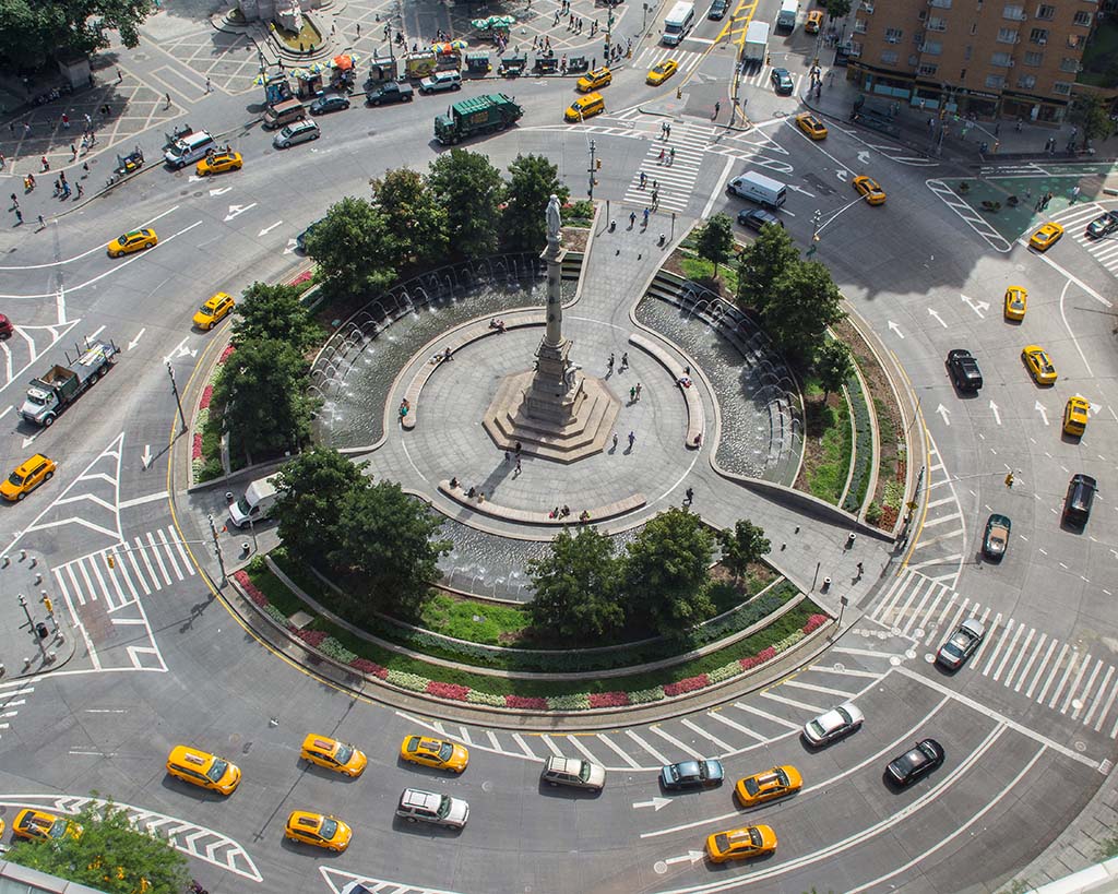 Vue arienne de Broadway Colombus Circle, New York