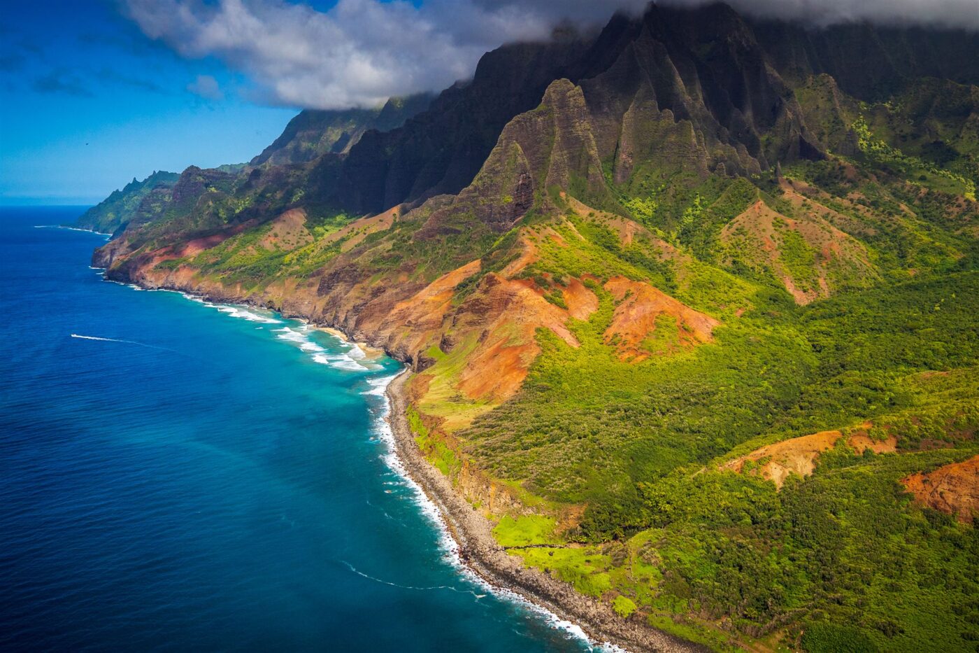 Côte Napali vue aerienne - VOL en HELICOPTERE AU DEPART DE KAUAI - Odyssée américaine