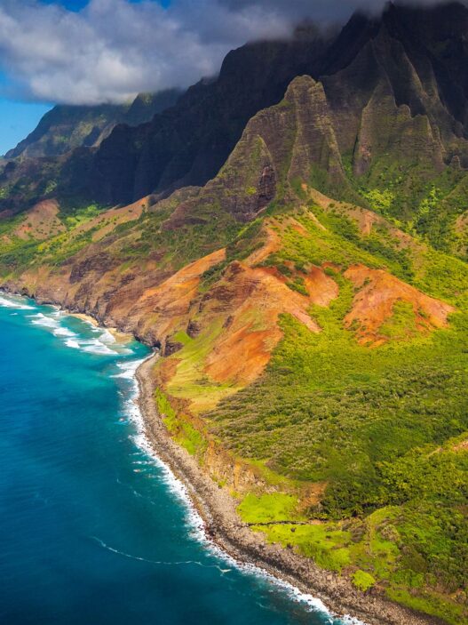 Côte Napali vue aerienne - VOL en HELICOPTERE AU DEPART DE KAUAI - Odyssée américaine