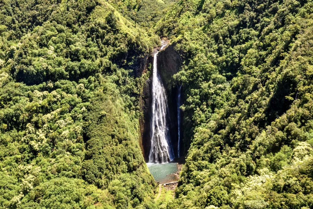 Vue aérienne des chutes de Manawaiopuna - KAUAI - Odyssée américaine