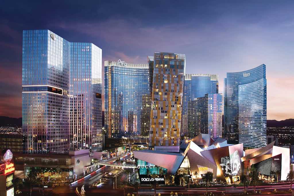 Hotel Aria Las vegas photo a la tombée de la nuit casino vegas règles visiter - Odyssée Américaine