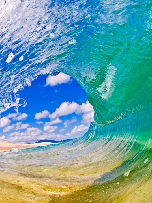 Big Island, photo de vague - c'est la plus grande et la plus jeune des îles hawaïennes ! Ici, la nature se déploie dans toute sa splendeur, mêlant volcans en activité, plages colorées, forêts tropicales, et cieux étoilés parmi les plus beaux du monde. Véritable terre de contrastes, Big Island abrite 9 des 12 zones climatiques mondiales