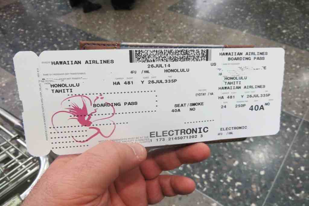 photo de mon premier billet d'avion pour Honolulu présentation archipel Hawaii - Odyssée Américaine