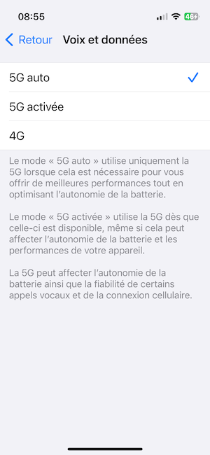 Capture écran de téléphone portable pour configurer une carte ESIM - Odyssée Américaine