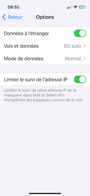 Capture écran de téléphone portable pour configurer une carte ESIM - Comment téléphoner aux USA ? -Odyssée Américaine