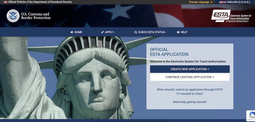 page accueil ESTA obligatoire voyager USA - Odyssée Américaine