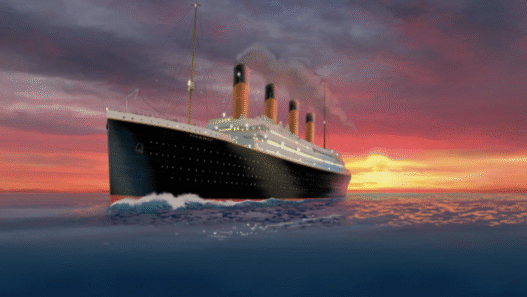 Exposition TITANIC à Las Vegas bateau au soleil couchant
